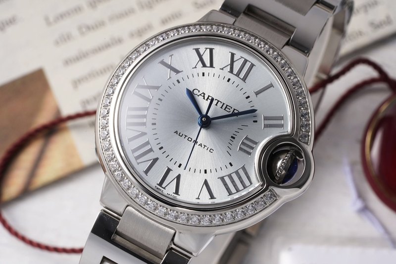까르띠에 발롱블루 33mm 스테인리스 스틸 시계 001-171242
