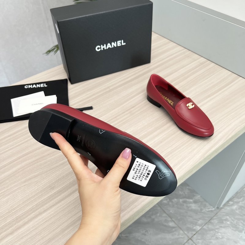 샤넬풍 빈티지 라운드 토 가죽 로퍼 슈즈 001-171509