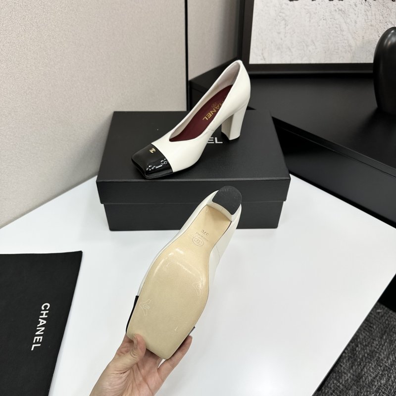 샤넬 스타일 클래식 투톤 굽 하이힐 001-171534