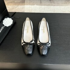 샤넬 스타일 새틴 양피 안창 플랫슈즈 001-171658