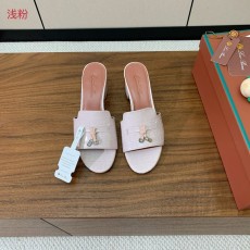 스톤 패턴 소가죽 미들힐 샌들 001-172127