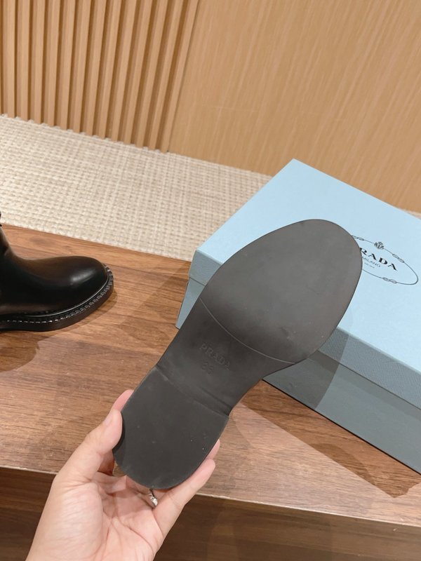 프라다 정품 가죽 오토바이 하이 부츠 001-172303