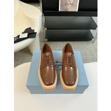 프라다 두꺼운 밑단 레이스 구멍 브로구 플랫폼 슈즈 001-172317