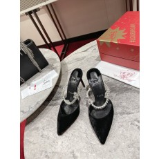 체인 장식 투명 스트랩 뾰족한 코 힐 뮬 001-172647
