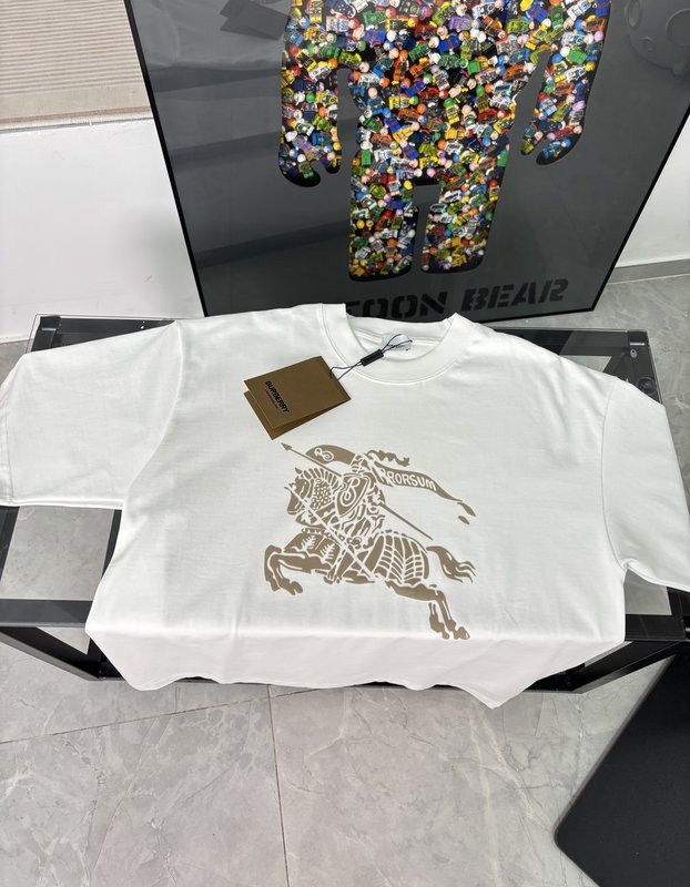 버버리 전사 로고 벨벳 반팔 티셔츠 001-172896