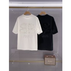 발렌시아가 남성 라운드넥 자수 반팔 티셔츠 001-173213