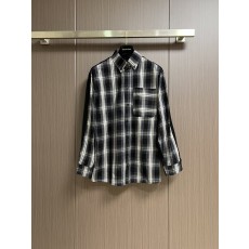 발렌시아가 체크 프린트 가짜 두 벌 셔츠 자켓 001-173271