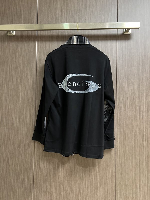 발렌시아가 체크 프린트 가짜 두 벌 셔츠 자켓 001-173271