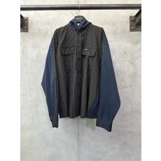 발렌시아가 체크 앞주머니 곡선 밑단 셔츠 자켓 001-173355