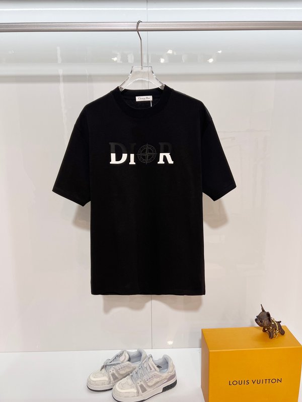 디올 스톤아일랜드 콜라보 라운드넥 반팔 티셔츠 001-173651