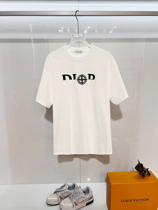 디올 스톤아일랜드 콜라보 라운드넥 반팔 티셔츠 001-173652