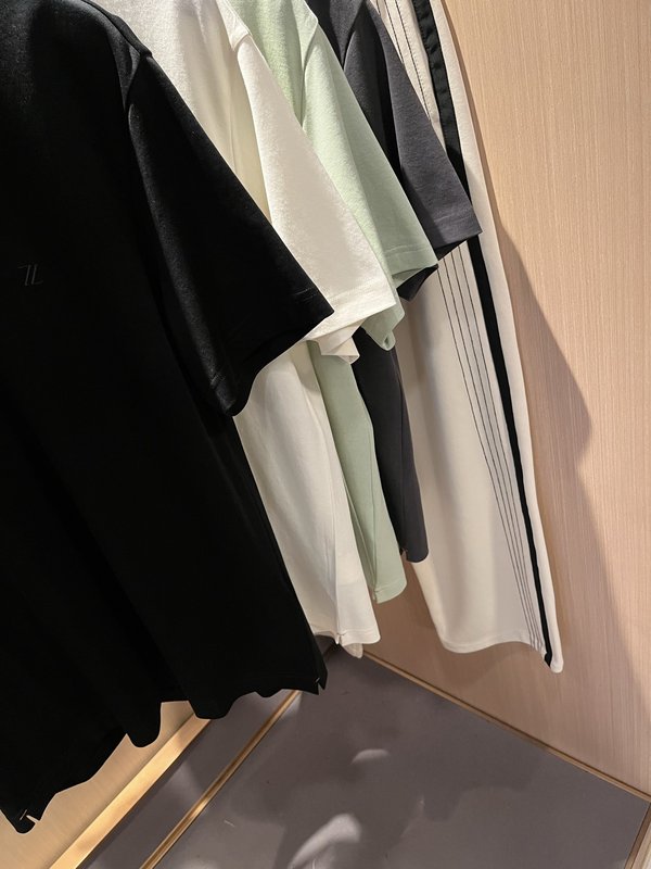 제냐 남성 봄여름 순면 자수 반팔 티셔츠 001-173778