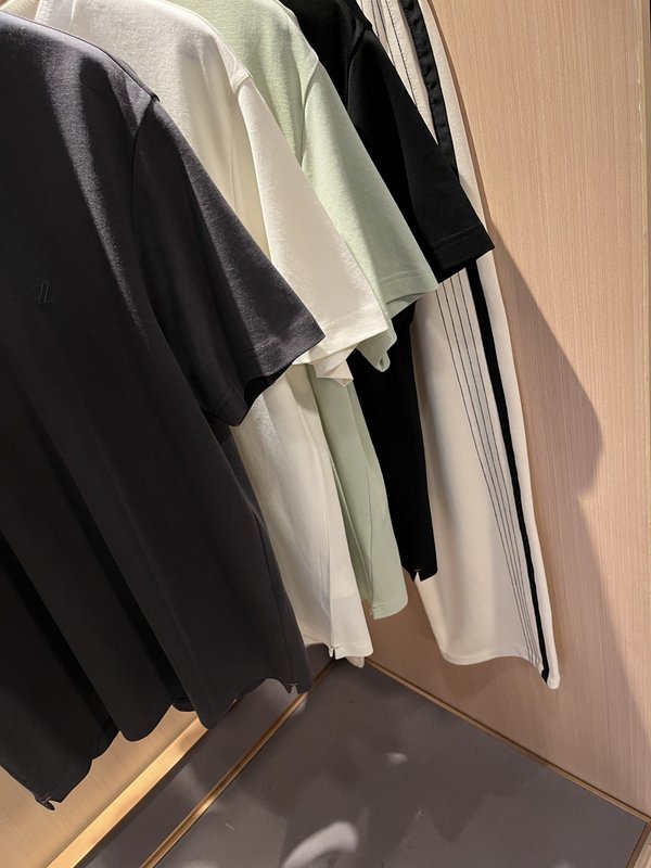 제냐 남성용 봄여름 순면 자수 반팔 티셔츠 001-173779