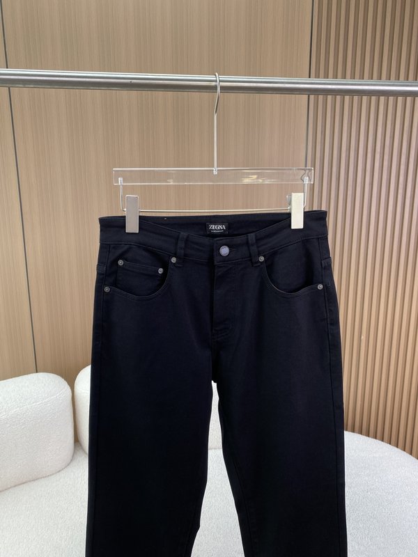 제냐 블랙 슬림 핏 캐주얼 데님 팬츠 001-173823