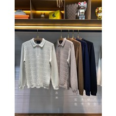 Kiton 남성 울 텐셀 혼방 니트 폴로 셔츠 001-173842