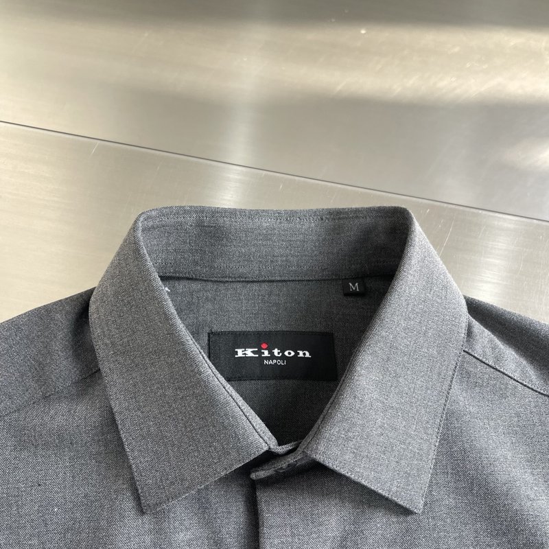 Kiton 남성 텐셀 코튼 칼라 롱슬리브 셔츠 001-173847