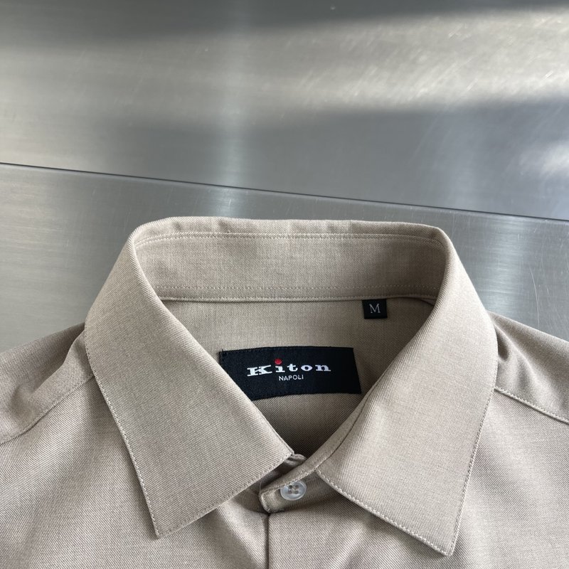 Kiton 남성 텐셀 코튼 라펠 긴팔 셔츠 001-173848