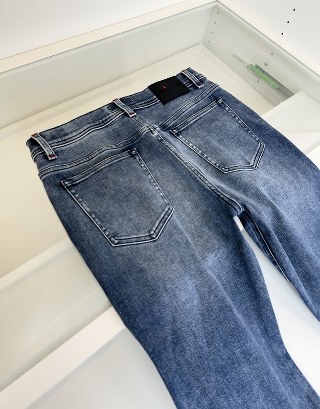 Kiton 남성 블루 워시 스트레이트 진 001-173850