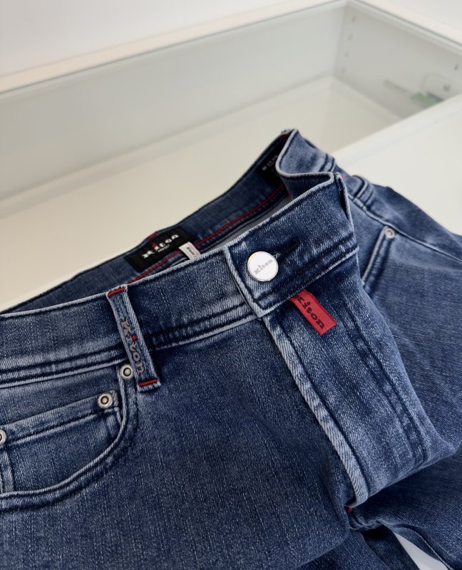 Kiton 남성 블루 워시 스트레이트 진 001-173850