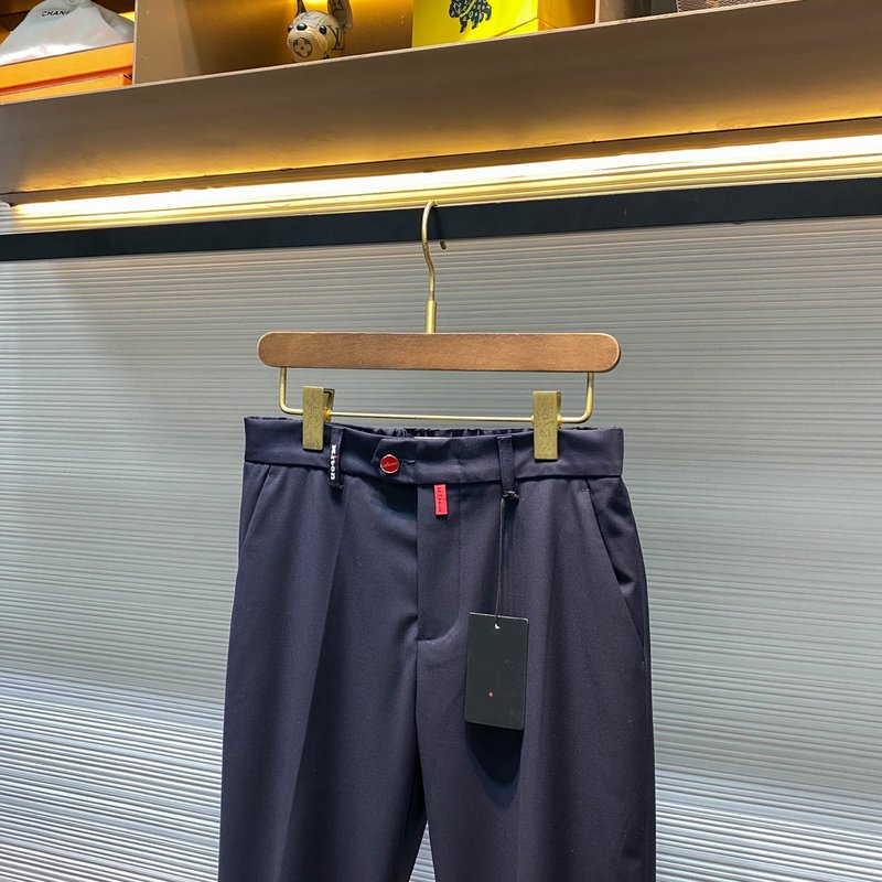 Kiton 남성 네이비 울 혼방 캐주얼 정장 바지 001-173852