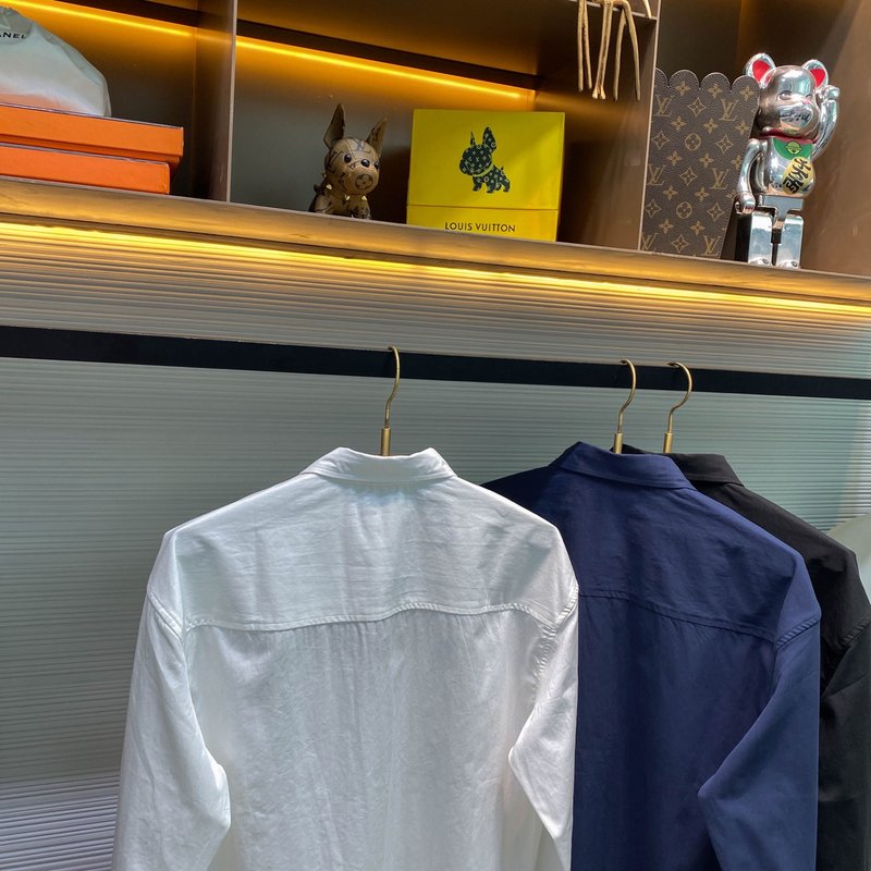 Kiton 고밀도 사면 코튼 라펠 긴팔 셔츠 001-173862