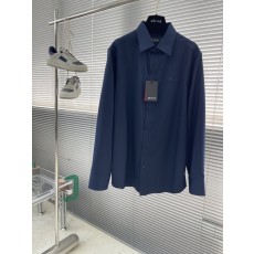 Kiton 남성 면 소재 자수 칼라 긴팔 셔츠 001-173873