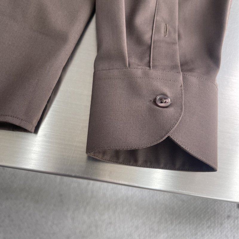 Kiton 남성 면 소재 자수 칼라 긴팔 셔츠 001-173874