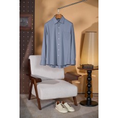 Kiton 남성 울 천조 격자 무늬 긴팔 셔츠 001-173894