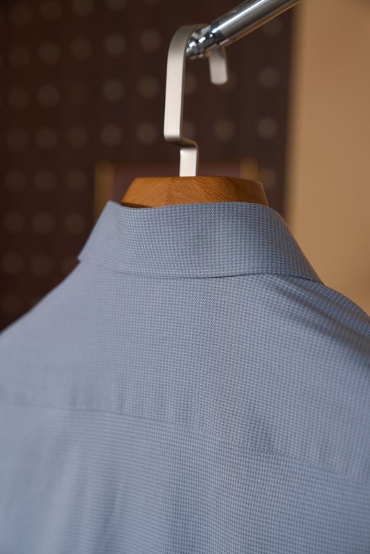 Kiton 남성 울 천조 격자 무늬 긴팔 셔츠 001-173894
