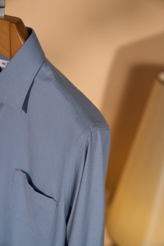 Kiton 남성 울 천조 격자 무늬 긴팔 셔츠 001-173894