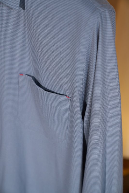 Kiton 남성 울 천조 격자 무늬 긴팔 셔츠 001-173894