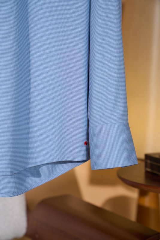 Kiton 남성 울 천조끼 무늬 긴팔 셔츠 001-173895