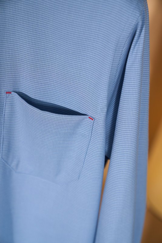 Kiton 남성 울 천조끼 무늬 긴팔 셔츠 001-173895