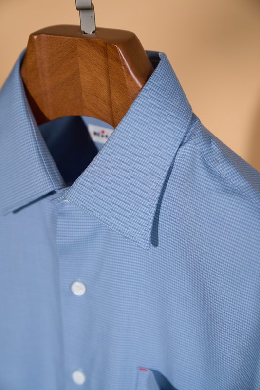 Kiton 남성 울 천조끼 무늬 긴팔 셔츠 001-173895