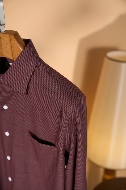 Kiton 울 천사격 긴팔 셔츠 001-173896