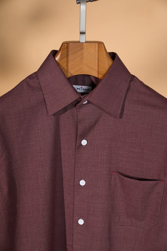 Kiton 울 천사격 긴팔 셔츠 001-173896