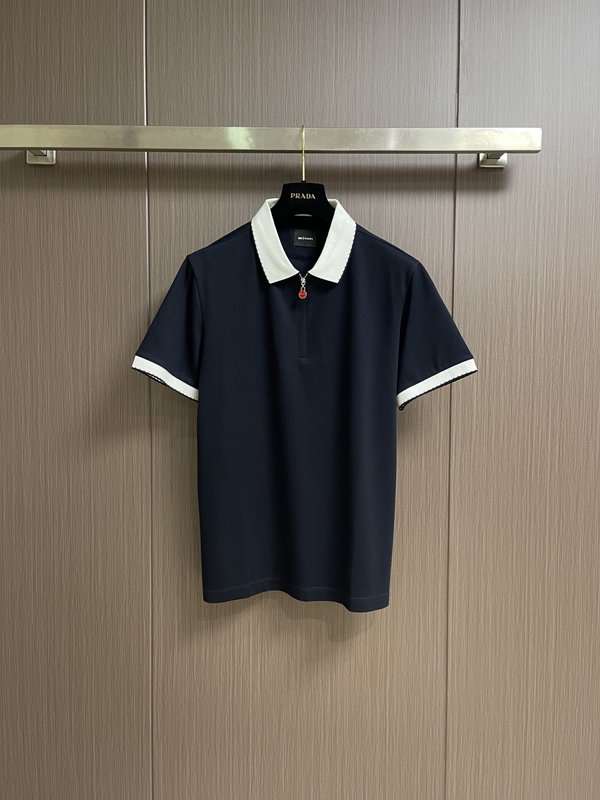 Kiton 남성 하프 지퍼 니트 반팔 폴로 셔츠 001-173900
