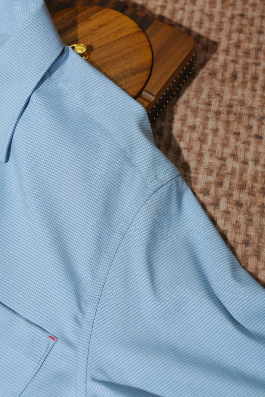 Kiton 울 천사격 긴팔 셔츠 남성용 001-173930