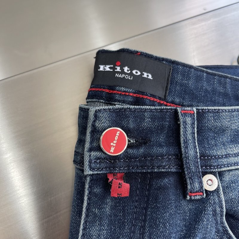 Kiton 남성 클래식 스트레치 데님 팬츠 001-173934
