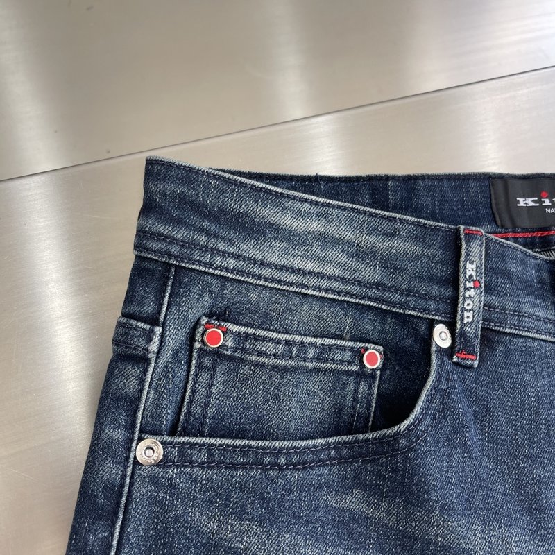 Kiton 남성 클래식 스트레치 데님 팬츠 001-173934