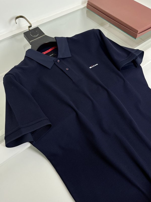 Kiton 남성 반팔 폴로 셔츠 자수 포인트 001-173935