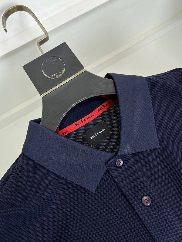 Kiton 남성 반팔 폴로 셔츠 자수 포인트 001-173935