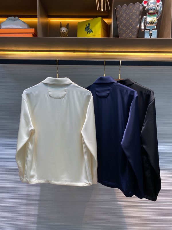 라이오셀 실크 혼방 자수 로고 긴팔 셔츠 001-173938