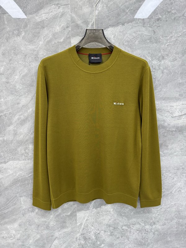 Kiton 남성 프리미엄 미니멀 로고 니트 긴팔 001-173953