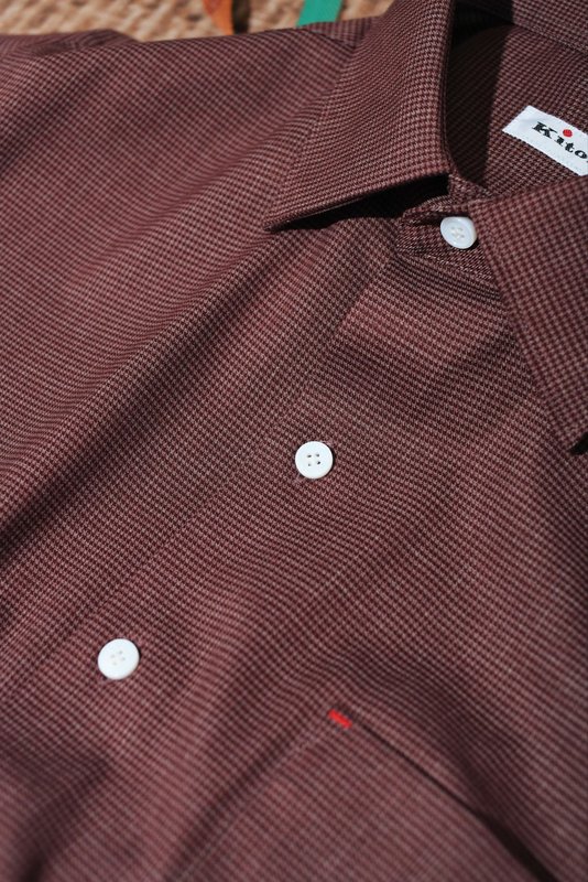 Kiton 남성 울 천조끼 패턴 긴팔 셔츠 001-173958