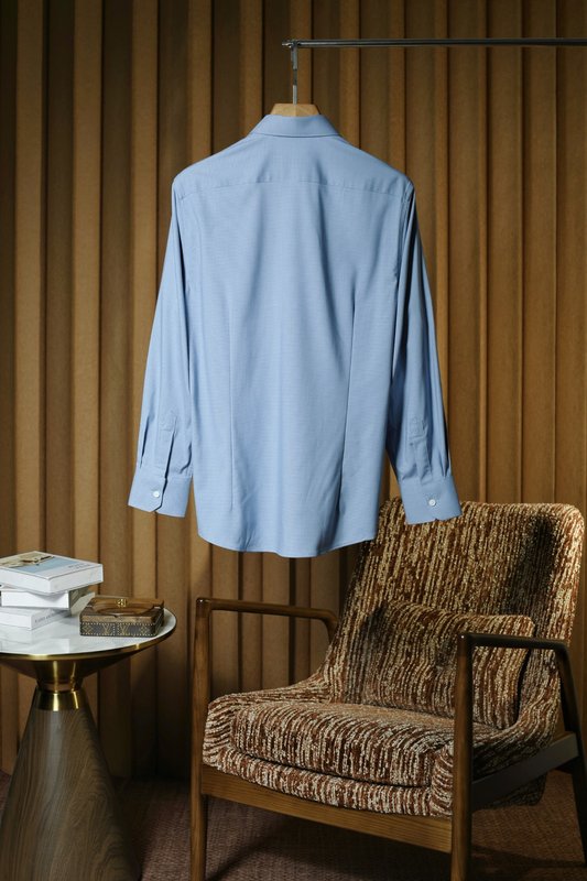 Kiton 남성 울 천조 무늬 긴팔 셔츠 001-173959