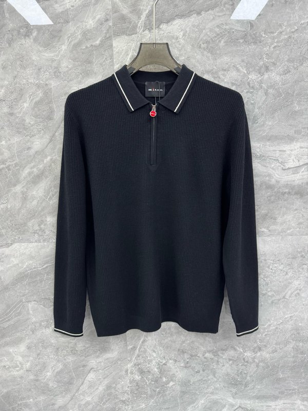 Kiton 고급 비즈니스 울 블렌드 니트 001-173967