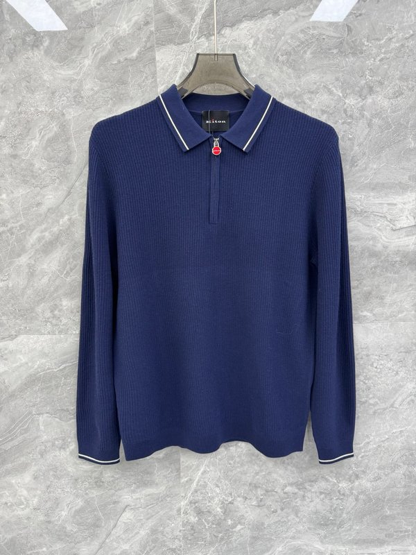 Kiton 고급 비즈니스 울 블렌드 니트 001-173967