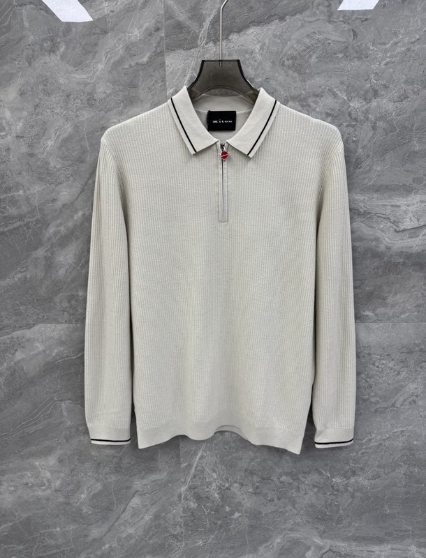 Kiton 고급 비즈니스 울 블렌드 니트 001-173967