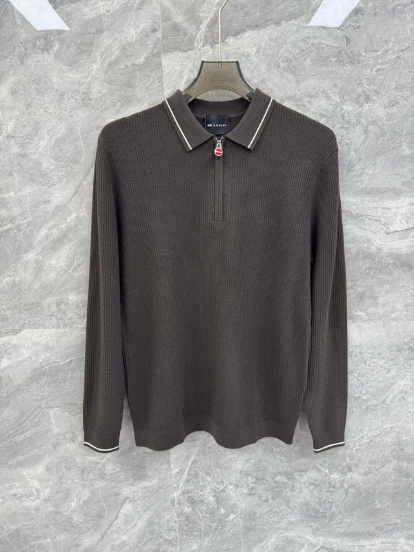 Kiton 고급 비즈니스 울 블렌드 니트 001-173967